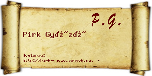 Pirk Győző névjegykártya